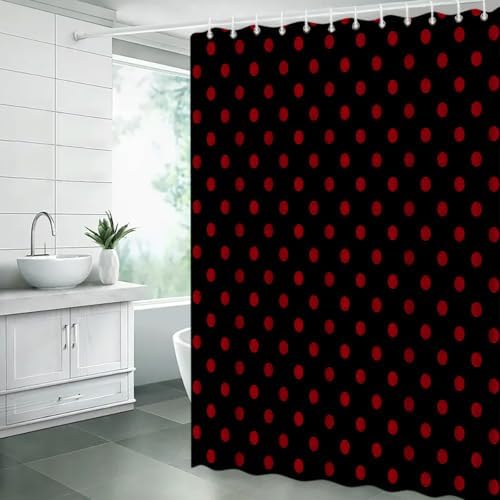 Polka Dot Shower Curtain Bathroom Decor with Hooks,70" Wx78 H