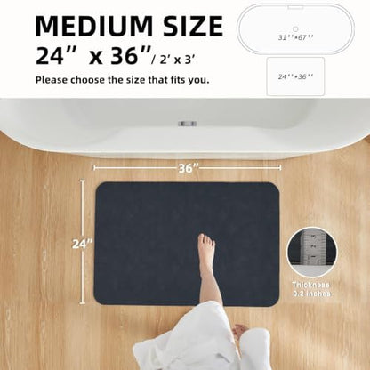 TYUU Thin Bath Mat, Bathroom Rugs Non Slip Washable, 24x36 Navy Blue