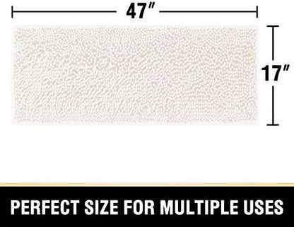 H.VERSAILTEX Bathroom Rugs Bath Mats Non Slip Chenille Bathroom Runner Rug 47x17 Extra Soft and Absorbent Shaggy Rugs Washable Dry Fast Plush Area Carpet Mats for Bath Room, Tub - Ivory