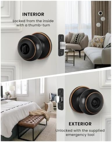 Haidms 8 Pack Oil Rubbed Bronze Door Knobs Interior, Bronze Privacy Interior Door Knobs for Bedroom or Bathroom Classic Round Doorknobs Hardware