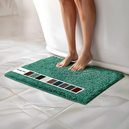 Muddy Mat® | Chenille Bathroom Rugs Quick Dry Microfiber Mats Non Slip Washable, Extra Thick, Soft and Highly Absorbent Bath Mats for Bathroom, Kitchen, and Shower Floor - Seafoam Green 18"x28"