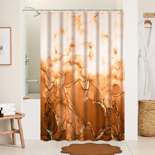 Brown Marble RV Stall Waterproof Shower Curtain 60x72 inches