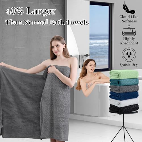 Bath Towel Set of 4 Extra Large Bath Sheet 35"x70" Oversized Bath Towel Soft Microfiber Bathroom Towel for Adults Highly Absorbent Quick Dry Towel Set for Bathroom,Hotel,Shower Bath Sheet Towel Grey