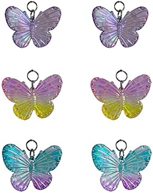 Butterfly Shower Curtain Hooks Rings,12Pcs Colorful Resin Pendants Accessories, Rustproof Rings Insect Garden Nature Theme Home Bathroom Decoration (Purple Pink Blue Pink Yellow)