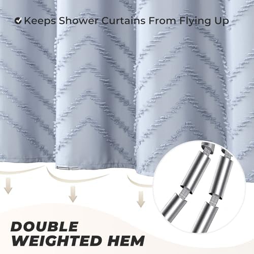 Fog Blue Boho Fabric Shower Curtain 48 x 72 Inches