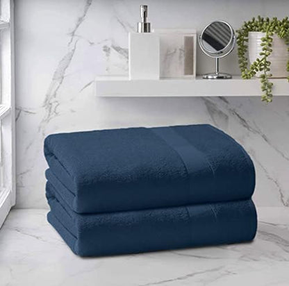 Belizzi Home Premium Cotton Oversized 2 Pack Bath Sheet 35x70-100% Pure Cotton - Ideal for Everyday use - Ultra Soft & Highly Absorbent - Machine Washable - Mineral Blue