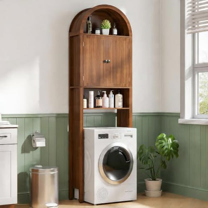 Arched Over The Toilet Storage Cabinet with Acrylic Doors, Bathroom Shelf