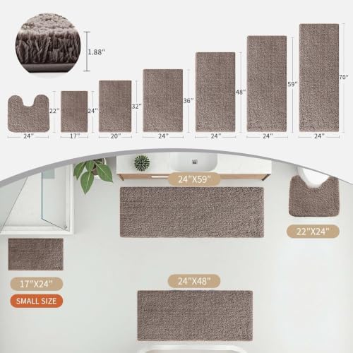 Disolla Toilet Mat 22x24 Taupe Grey - Non Slip Fluffy U-Shaped Contour Rug, Ultra-Soft Plush Toilet Floor Mat, Absorbent & Machine Washable