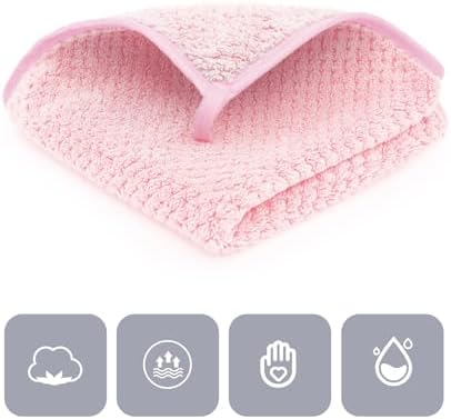 MaopaoBeauty 6 Piece Washcloth Set,100% Microfiber - Quick Dry, Thick, Soft, Plush and Highly Absorbent Luxury Hotel & Spa Bath Towel for Bathroom, Pack of 6, Pink