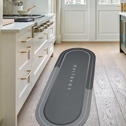 Rubber Bath mats Quick-Drying Non-Slip Bathroom mat Super Absorbent Bath mat Instant Dry Bath mat, Bathroom Rug in Front of The Kitchen Sink, Shower Room, Bathtub, Oval(Dark Grey+17x47in)
