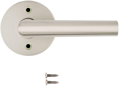 Kwikset Milan Dummy Door Handle, Single Sided Lever for Closets, French Double Doors, and Pantry, Satin Nickel Non-Turning Reversible Interior Push/Pull Lever
