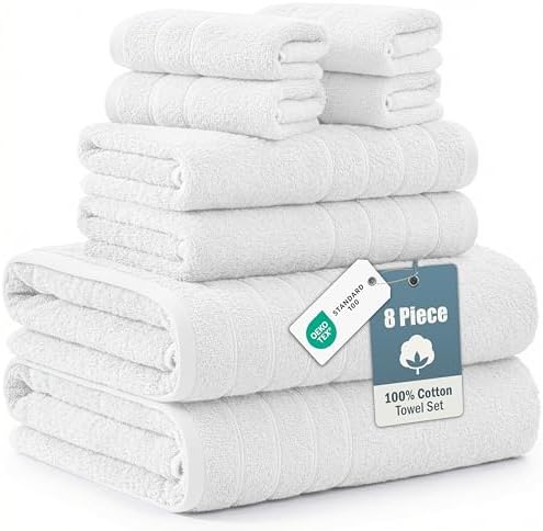 Casa Platino Large Bath Towel Set Absorbent Quick Dry 100% Cotton - White