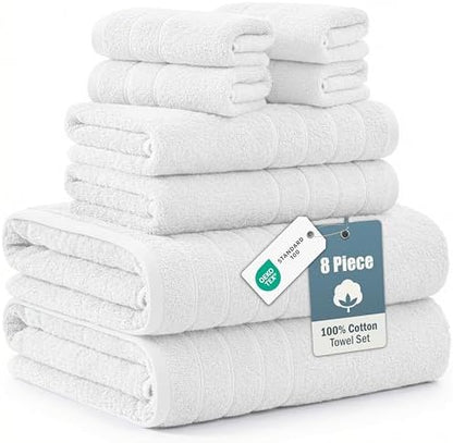 Casa Platino Large Bath Towel Set Absorbent Quick Dry 100% Cotton - White