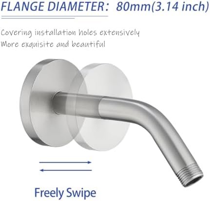 Wall Mounted Shower Arm Extension Head Holder Stainless Stee for Elbow Bathroom Accessories Pipe Bath Tube Brushed Nickel,SW-RD91018-6BN.