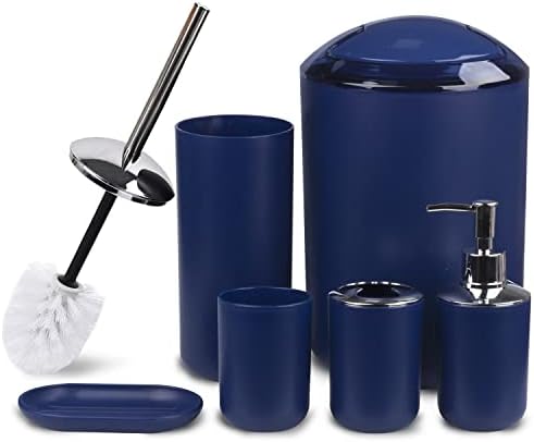 CERBIOR Bathroom Accessories Set 6 Piece Bath Ensemble,Royal Blue