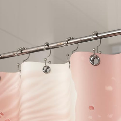 Titanker Shower Curtain Hooks Rings, Rust Resistant Metal Double Glide Shower Hooks Rings for Bathroom Shower Rods Curtains, Set of 24 Hooks - Matte Nickel
