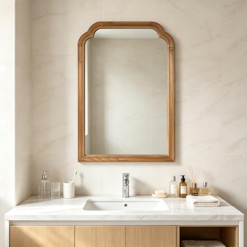 Wood Framed Bathroom Mirror for Wall 36"x24" Rustic Decorative Mirror
