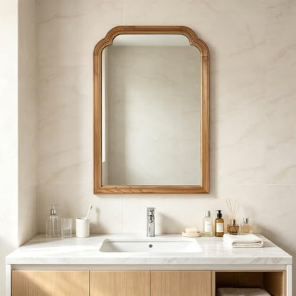 Wood Framed Bathroom Mirror for Wall 36"x24" Rustic Decorative Mirror