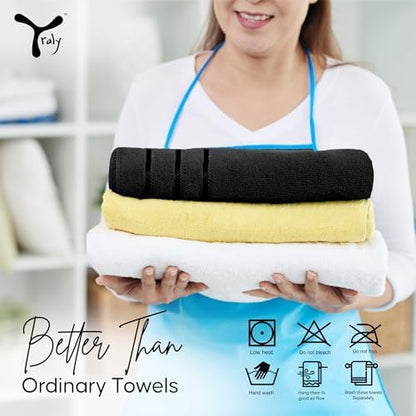 Luxury Hand Towels for Bathroom Set of 4 (16 x 28 Inch) Soft & Absorbent 600GSM Ring Spun Cotton Hand Towel Sets for Bathroom, Gym, Hotel and Spa - Viscose Stripe