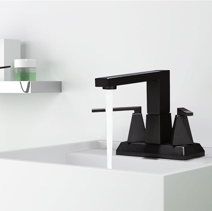 4 Inch Black Bathroom Faucets 3 or 2 Hole - 2 Handles Centerset Faucet Bathroom, Matte Black Vanity Sink Faucets with Pop-up Drain 360° Swivel Spout Suitable for RV Restroom Remodel