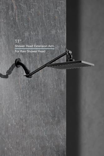 11 Inch Adjustable Shower Head Extension Arm With Locking Set Screw, Singing Rain 304 Stainless Steel Matt Black Angle Height Adjustable, Easy Install, G1/2 Universal Connector Compatible (Matt Black)