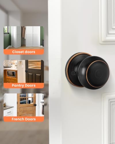Haidms 3 Pack Oil Rubbed Bronze Door Knobs Dummy, Half Bronze No-Turning Dummy Closet Doors Single-Sided Door Locks (6 Pieces/3 Pairs)
