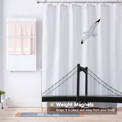 LLSCL Fabric Shower Curtain Liner with Magnets, Waterproof Hotel Quality, 72 x 72 Machine Washable