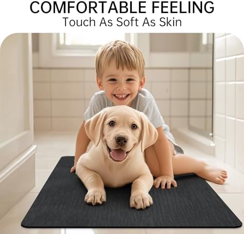 Mecko Bath Mat Ultra Thin Black, 17"x27.5"