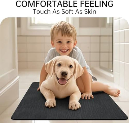 Mecko Bath Mat 20"x32",Ultra Thin Bathroom Rug fit Under Door Black