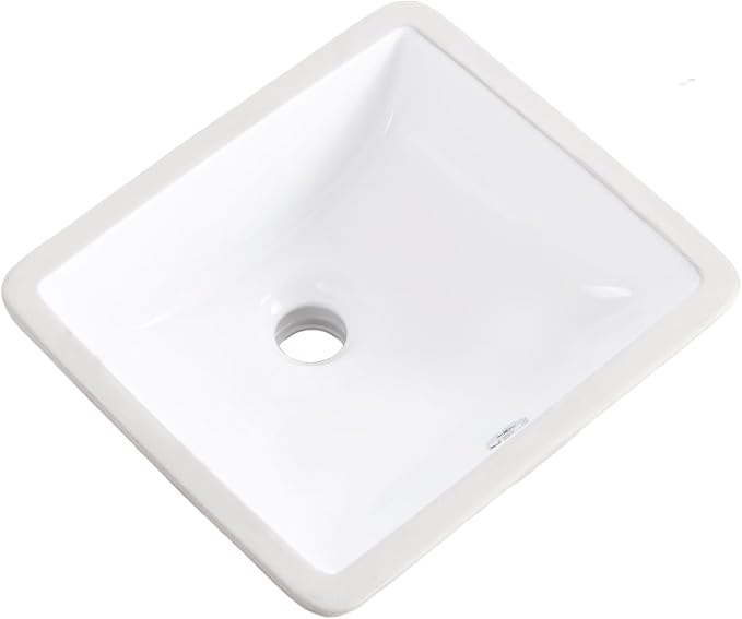 Small Undermount Bathroom Sink 14x13 Inch Vessel Sink White Porcelain Ceramic Under Counter Lavatory Vanity Sink Basin Rectangular Undermount Sinks with Overflow