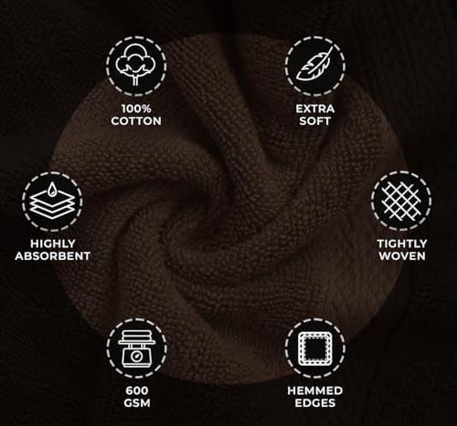 Avalon Towels Chocolate Brown Towels, Brown Towel Set, 8pc
