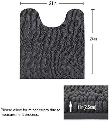 ITSOFT Standard 24"x21" U-Shaped Non-Slip Shaggy Chenille Toilet Contour Bathroom Rug with Water Absorbent, Charcoal Gray
