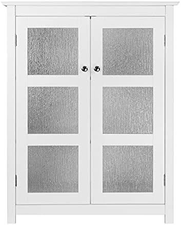 Elegant Home Fashions Connor Floor Cabinet with 2 Glass Doors | Adjustable Shelf