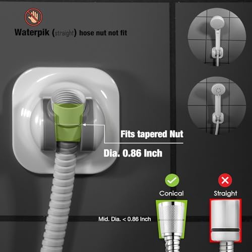 Handle held Shower Head Holder - 5 Positions Adjustable - Conceald Adhesive Mount with Screw Option- RV Camping Shower Head Holder (Gloss White)