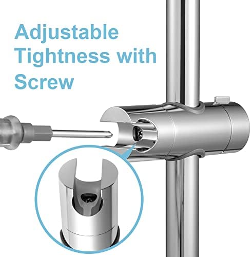 OFFO Shower Head Holder for Slide Bar Adjustable 0.71-1.00 in(18-25 mm) O.D, Adjustable Holder for Slide Bar Slider Clamp Bathroom Replacement, 360 Degree Rotation Sprayer Holder, Chrome Plated