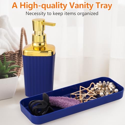 9 PCS Navyblue Bathroom Accessories Set with Trash Can Bathroom Accessory