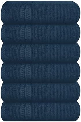 BOUTIQUO Ultra Soft 6-Piece Hand Towel Set 16x28-100% Ringspun Cotton - Durable & Highly Absorbent Hand Towels - Ideal for use in Bathroom, Kitchen, Gym, Spa & General Cleaning - Mineral Blue