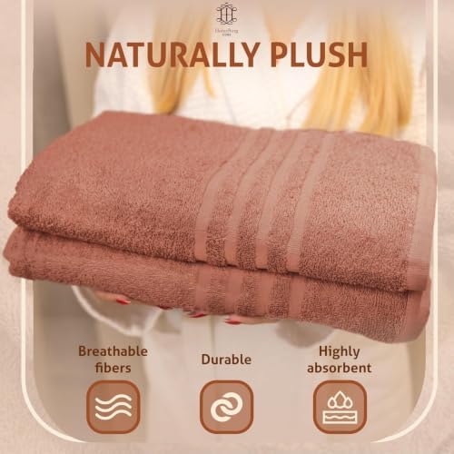 CORE 4-Piece Cotton Bath Towels for Bathroom | Value Pack, Soft, Absorbent, Quick-Dry, Lightweight, Minimalist, 27x54 in, Dune Red
