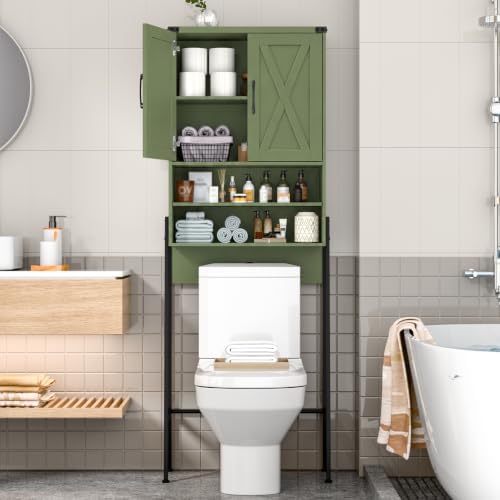 Vabches Metal Frame Over The Toilet Storage Cabinet, Green
