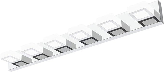 Ralbay Modern Chrome Bathroom Vanity Lights Dimmable 6 Lights Acrylic Stainless Steel Modern LED Vanity Light Fixtures for Bathroom Lighting Dimmable 6000K Cool White Light
