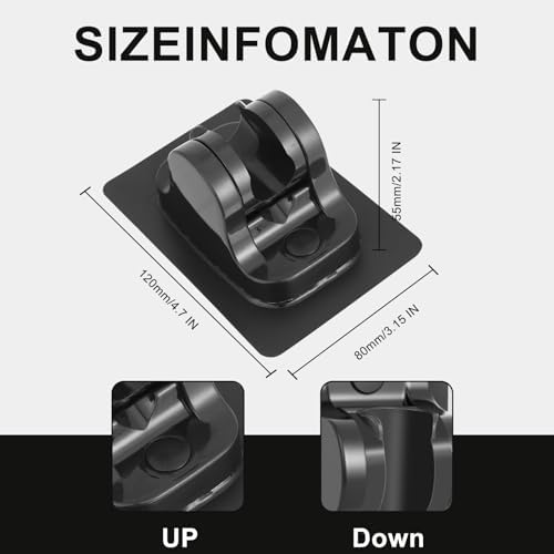 2PC MAYYAYA ShowerHead Holder, Black Adhesive WallMounted, Adjustable Angle