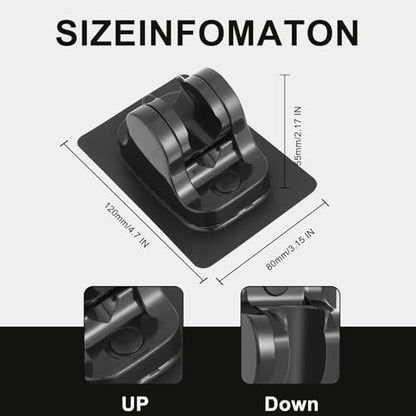 2PC MAYYAYA ShowerHead Holder, Black Adhesive WallMounted, Adjustable Angle