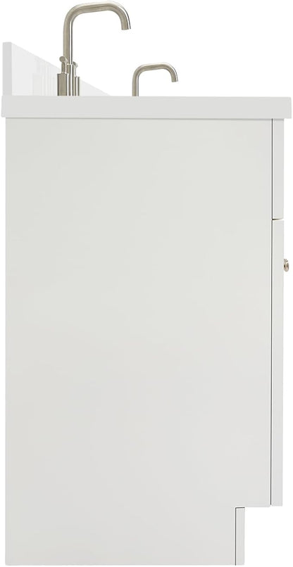 ARIEL Hamlet 66-inch Bathroom Vanity with Sink,Solid Wood, 1.5-inch Pure White Quartz Countertop & Backsplash, Double Rectangular Porcelain Sink, 4 Soft Closing Doors, 3 Dovetail Drawers, White