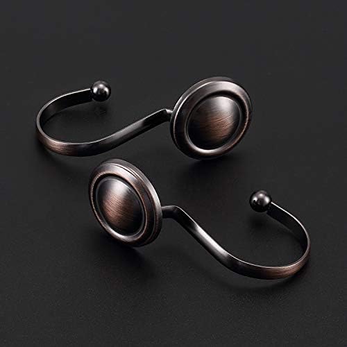 CHICTIE Bronze Shower Curtain Hooks Rings,Oil Rubbed Decorative Shower Curtain Hooks,Rustproof Vintage Shower Hooks for Bathroom,Set of 12 (Oil-Rubbed Bronze)