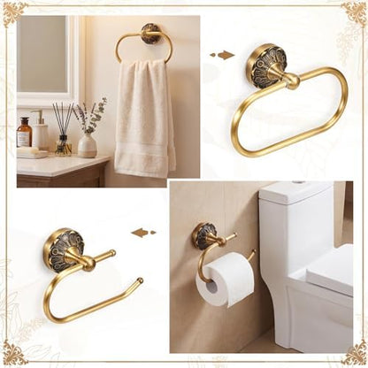 2 Pcs Antique Toilet Paper Holder Hand Towel Ring, Style 3
