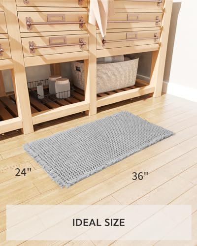tchdio Waffle Bath Mat Rug, Super Absorbent Non Slip Bath Mats for Bathroom Mat Ultra Soft Bathmat Machine Washable Bathroom Rugs with Tassels, Bath Rugs Beside Tub, 24" x 36"