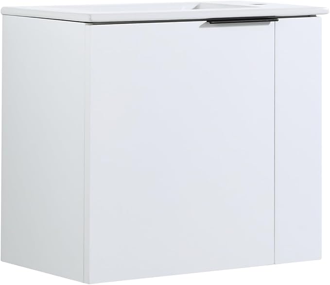 Malwee 22" Floating Bathroom Vanity with Sink, 22 Inch Single Sink Wall Mounted Bathroom Vanity, with 1 Door and White Ceramic Basin Top for Small Space, Plywood Cabinet Storage(002-22)