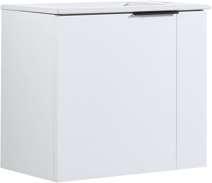 Malwee 22" Floating Bathroom Vanity with Sink, 22 Inch Single Sink Wall Mounted Bathroom Vanity, with 1 Door and White Ceramic Basin Top for Small Space, Plywood Cabinet Storage(002-22)