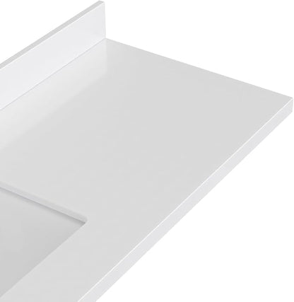 ARIEL Hepburn 60-inch Bathroom Vanity with Sink,Solid Wood, 1.5-inch Pure White Quartz Countertop, Single Rectangular Porcelain Sink, 2 Soft Closing Doors, 9 Dovetail Drawers, Vintage Green