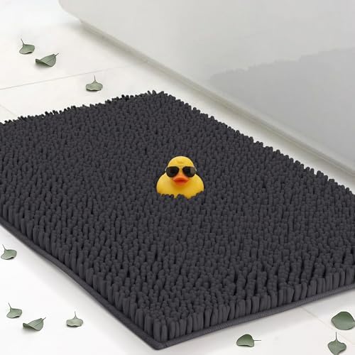 Small Chenille Bath Mats 25"x18", Plush Absorbent Bath Mats Quick Dry, Soft & Machine Washable, Non Slip Carpet for Bathroom, Thick Bathroom Rugs, Shower Restroom Rug Mat, Alfombras De Bano, Bathrugs
